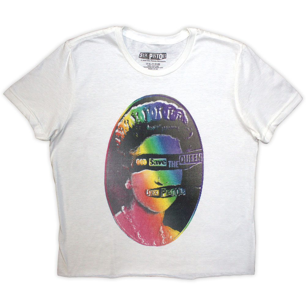 Sex Pistols - God Save The Queen Rainbow Print Crop top - Blanc